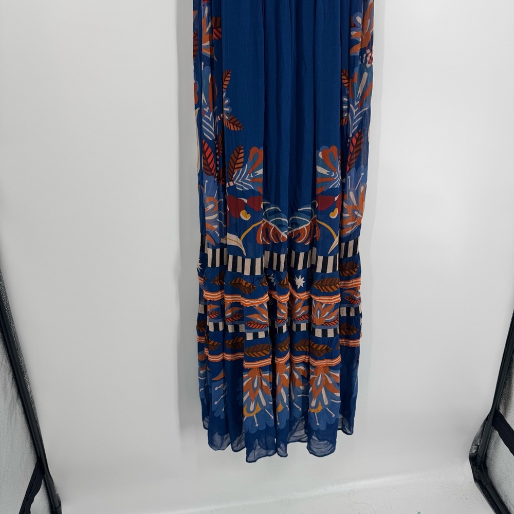 FARM Rio Navy Blue Maxi Dress with Orange & Light Blue Floral Print - Picture 5 of 16
